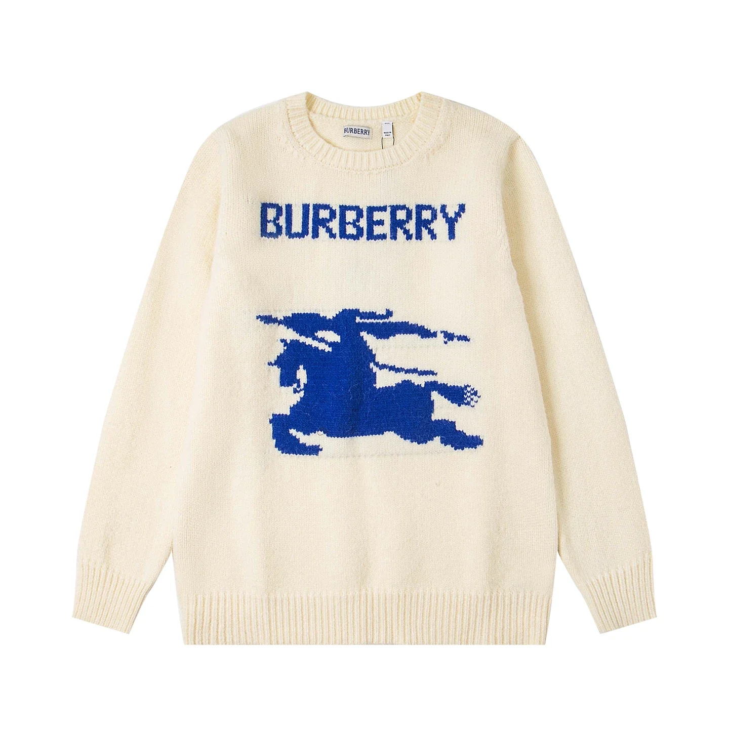 Burberry Equestrian Knight Jacquard Crew-Neck Wool Knit Sweater