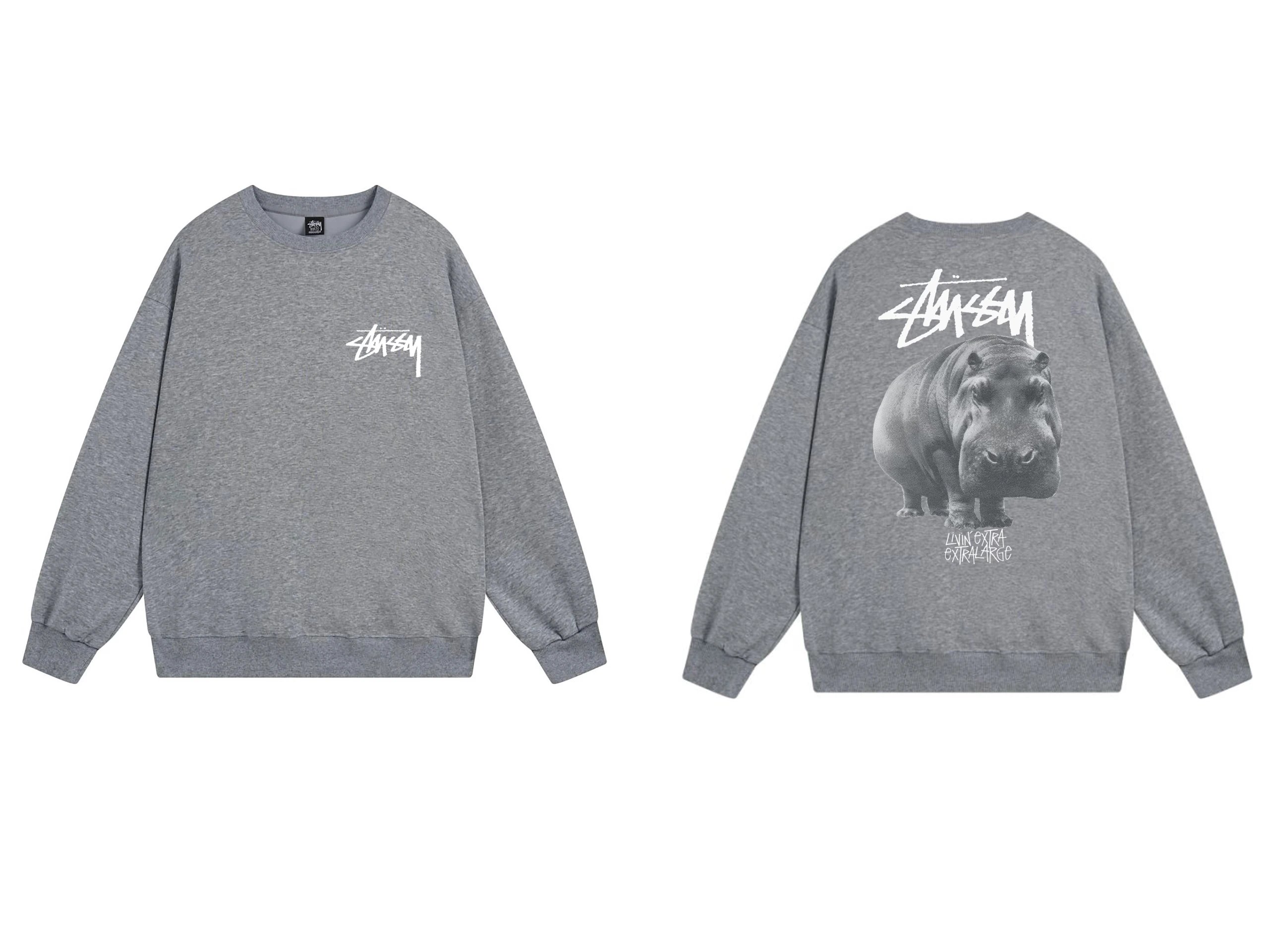 Stussy Hippo Livin Extra Large Crewneck Grey