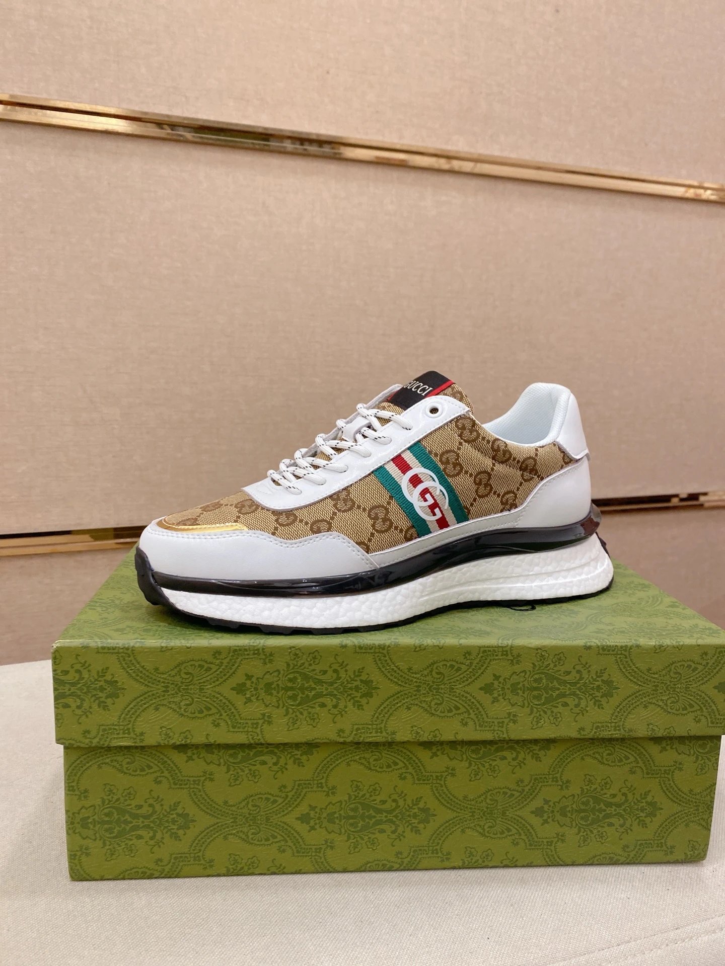Gucci GG Web Runner Sneaker Beige White Red