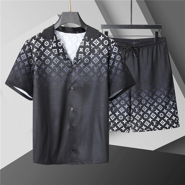 Louis Vuitton Gradient Monogram Shirt and Shorts Set Black