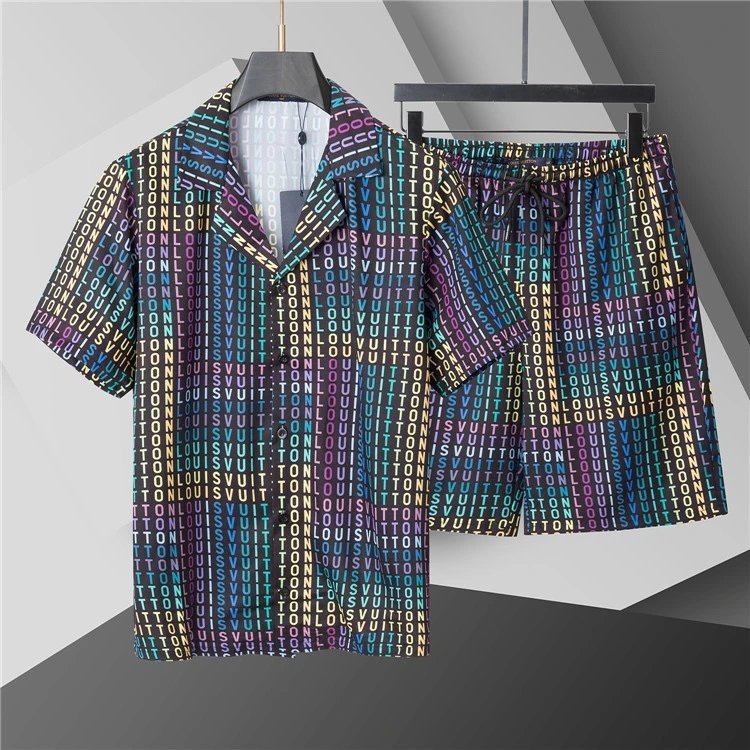Louis Vuitton LV Letters Print Shirt and Shorts Set Multicolor