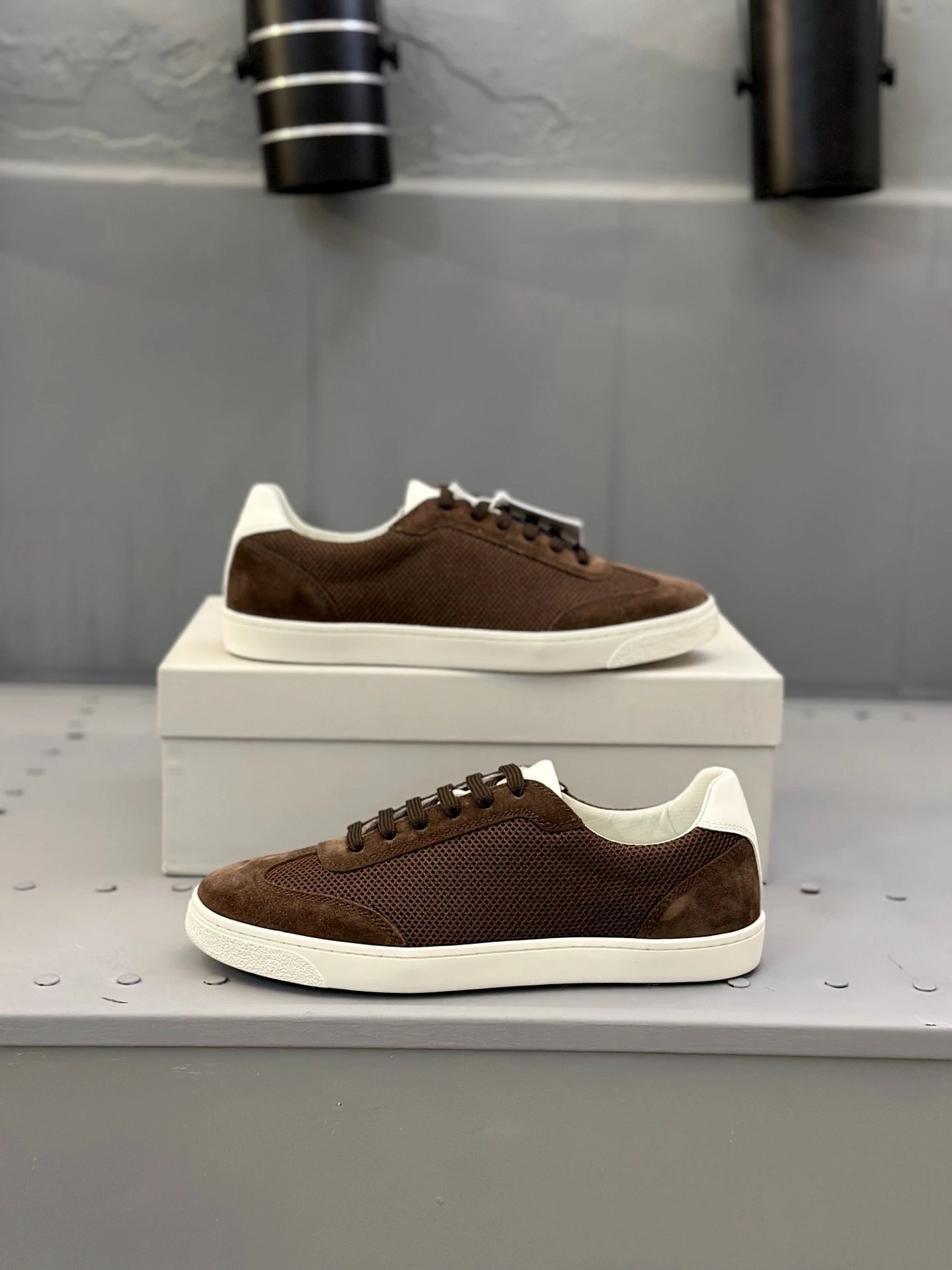 Brunello Cucinelli Mesh Runner Sneaker Brown White