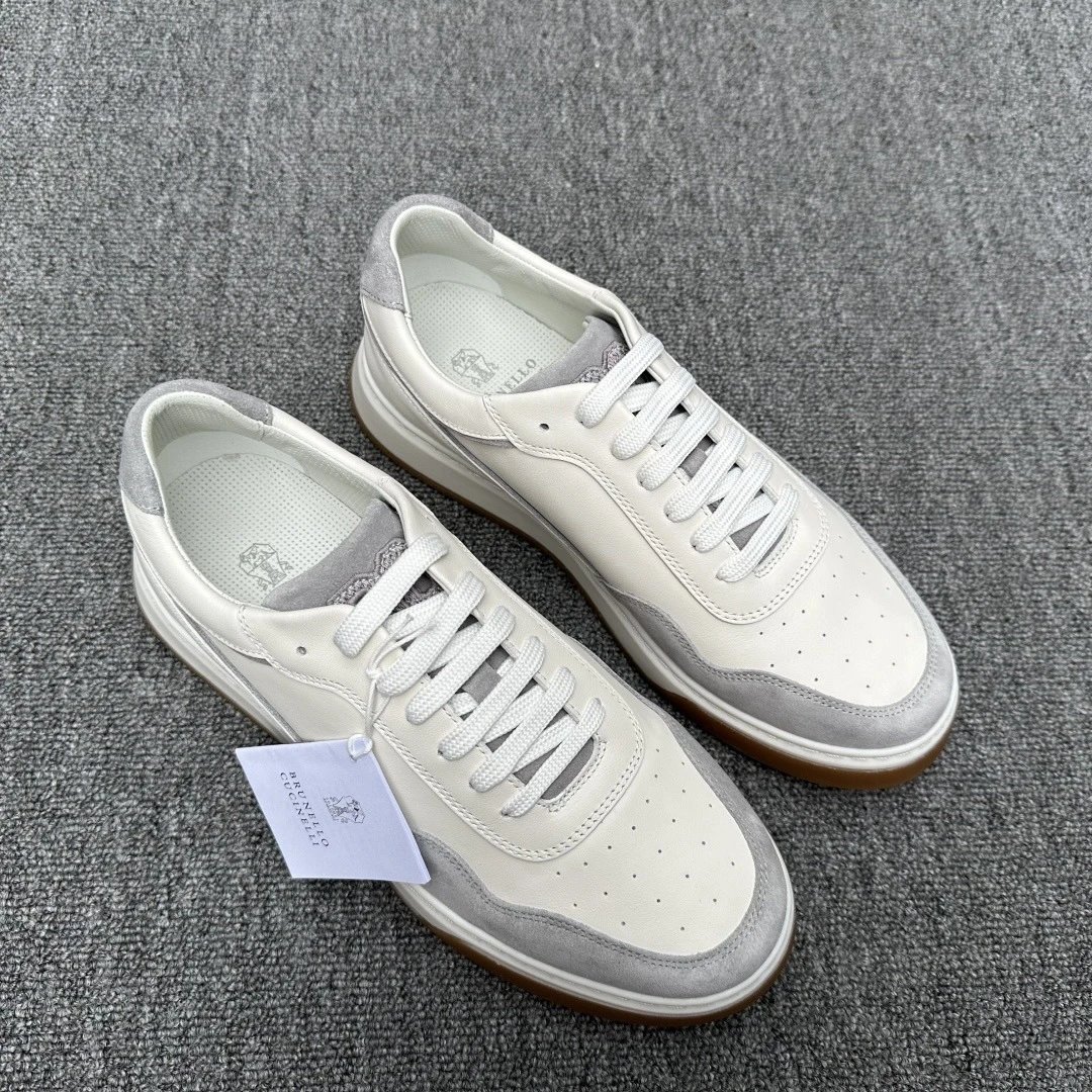 Brunello Cucinelli Court Sneaker White Grey Gum