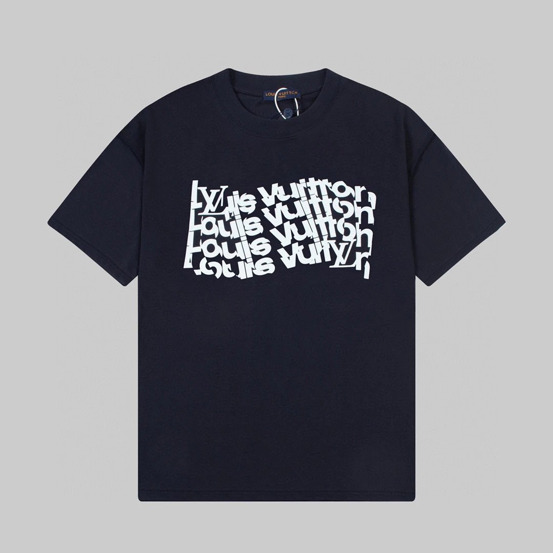 Louis Vuitton Stacked Logo Wave Tee Navy