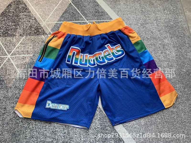 Just Don Denver Nuggets Basketball Shorts Blue Rainbow