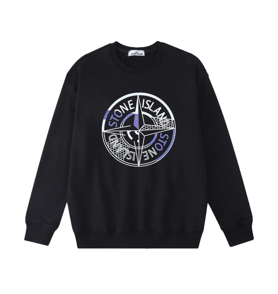 Stone Island Compass Rose Print Crewneck Sweatshirt Black