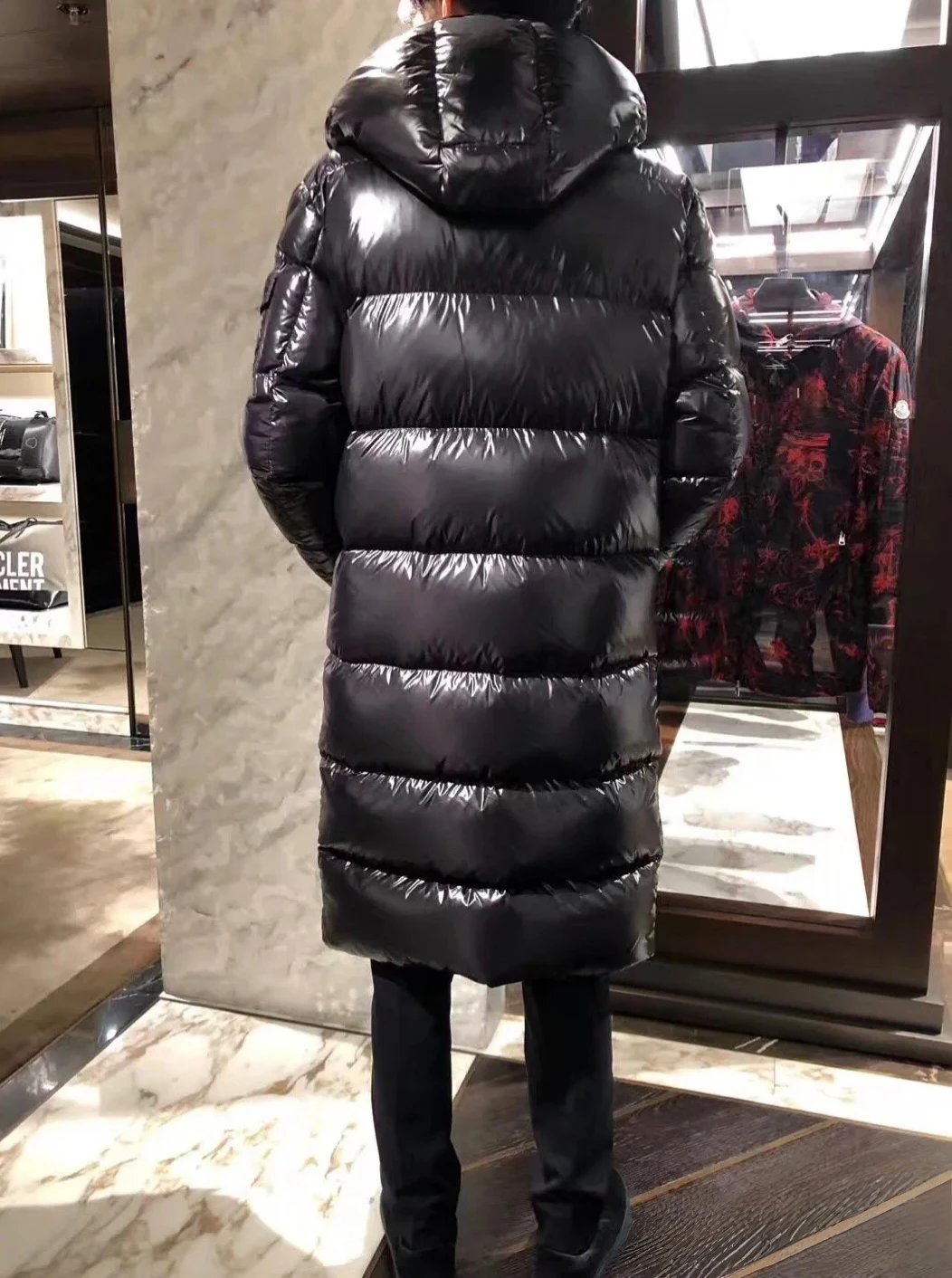 Moncler Maya Long Black Glossy Down Jacket - 10