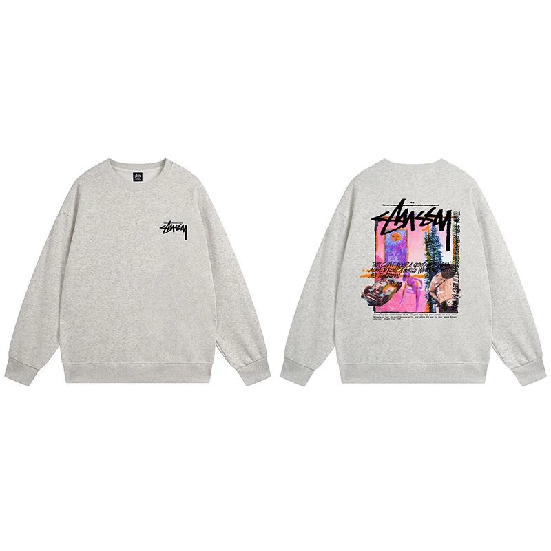 Stussy Graphic Crewneck Sweatshirt Ash Grey