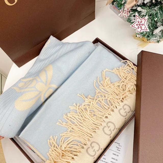 Gucci Scarves Double-Sided GG Monogram Web Stripe Fringed Scarf product detail image 5