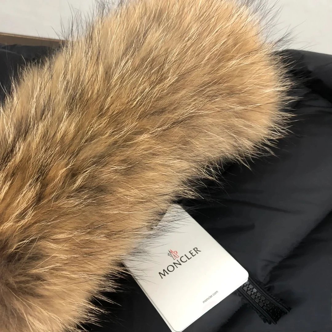Moncler Maya Navy Down Jacket with Fur Trim - 6