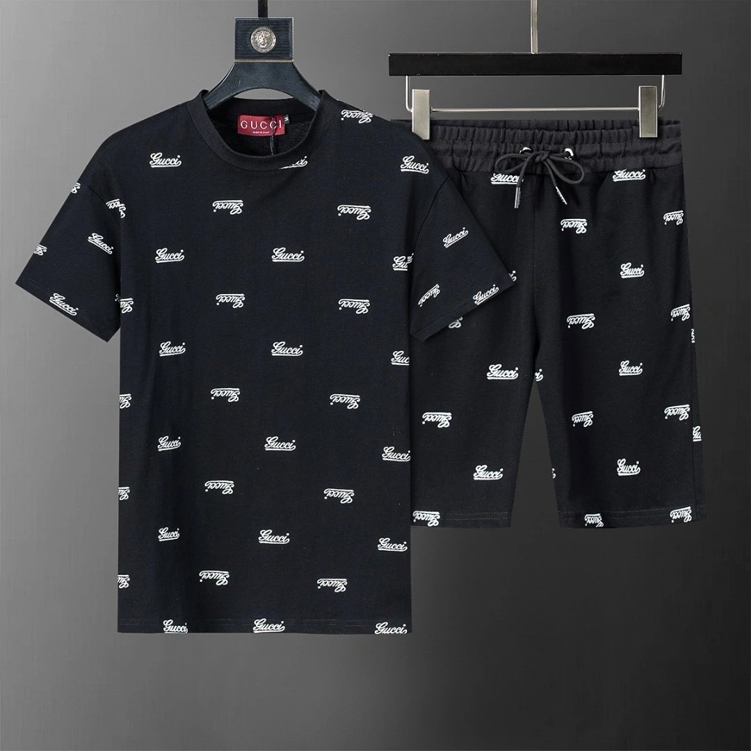 Gucci Script Allover Logo Short Set Black