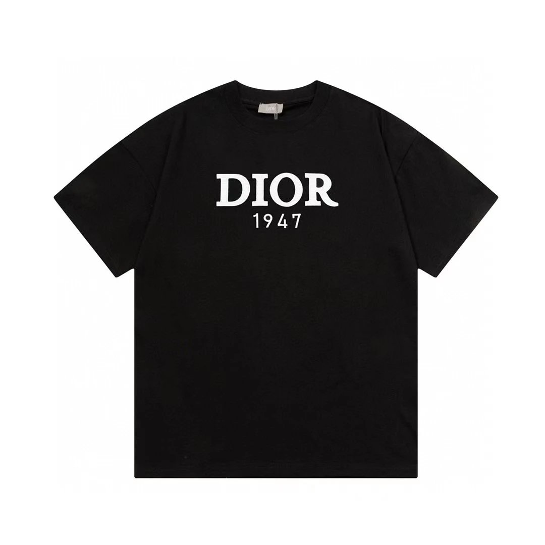 Dior 1947 Logo Tee Black Cotton Short Sleeve T-Shirt