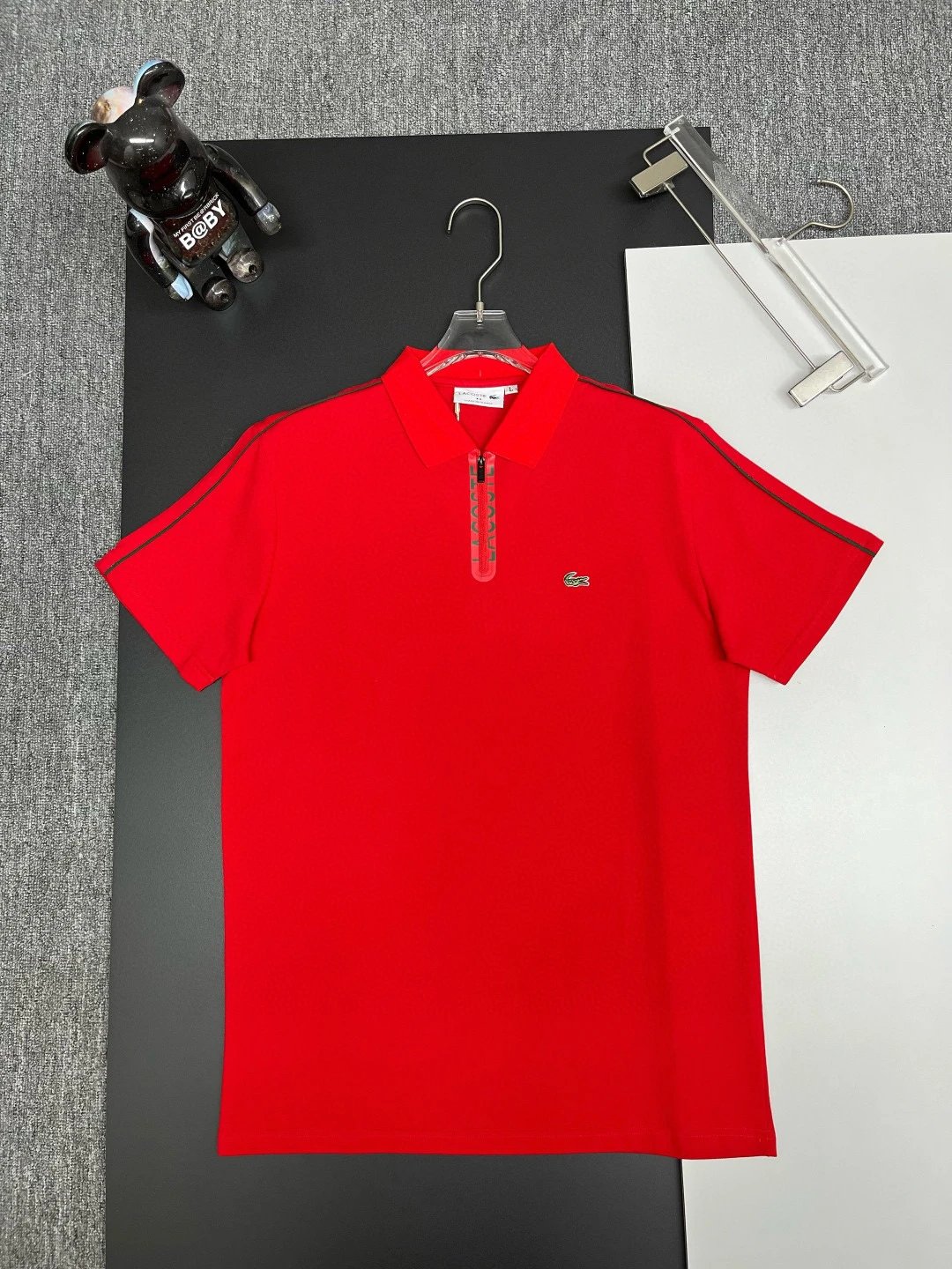 Lacoste Zip Placket Polo Shirt Red