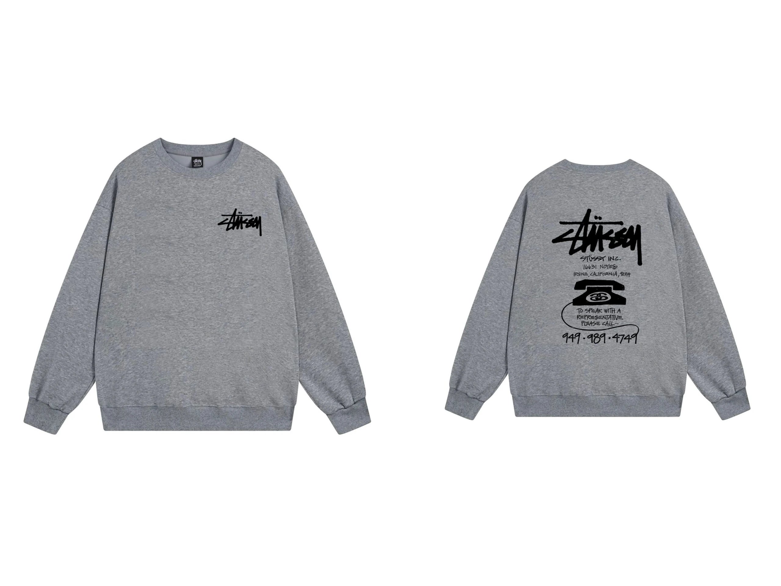 Stussy Crewneck Sweatshirt Grey Graphic 1