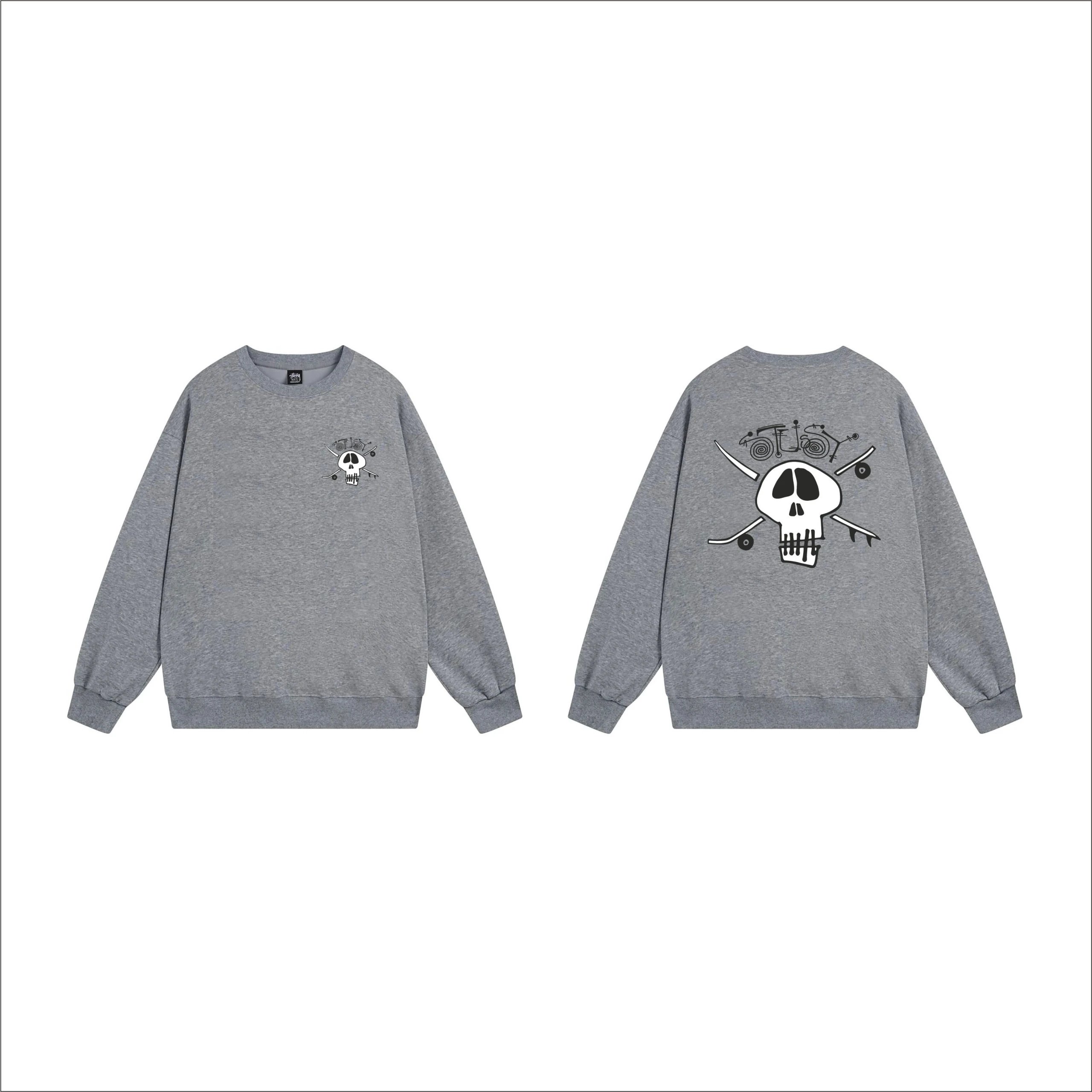 Stussy Skull Crewneck Sweatshirt Grey