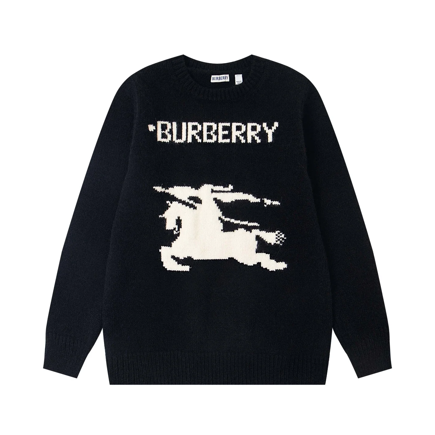 Burberry Equestrian Knight Jacquard Crew-Neck Wool Knit Sweater