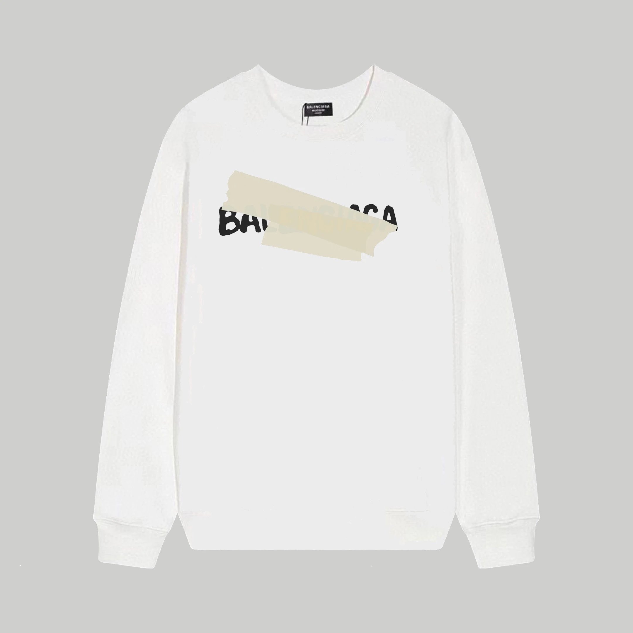 Balenciaga Tape Logo Crewneck Sweatshirt White