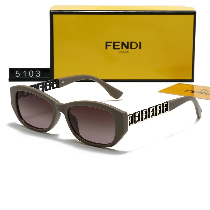 Fendi Sunglasses 5103 Rectangular Taupe Frame Brown Gradient FF Logo Arms