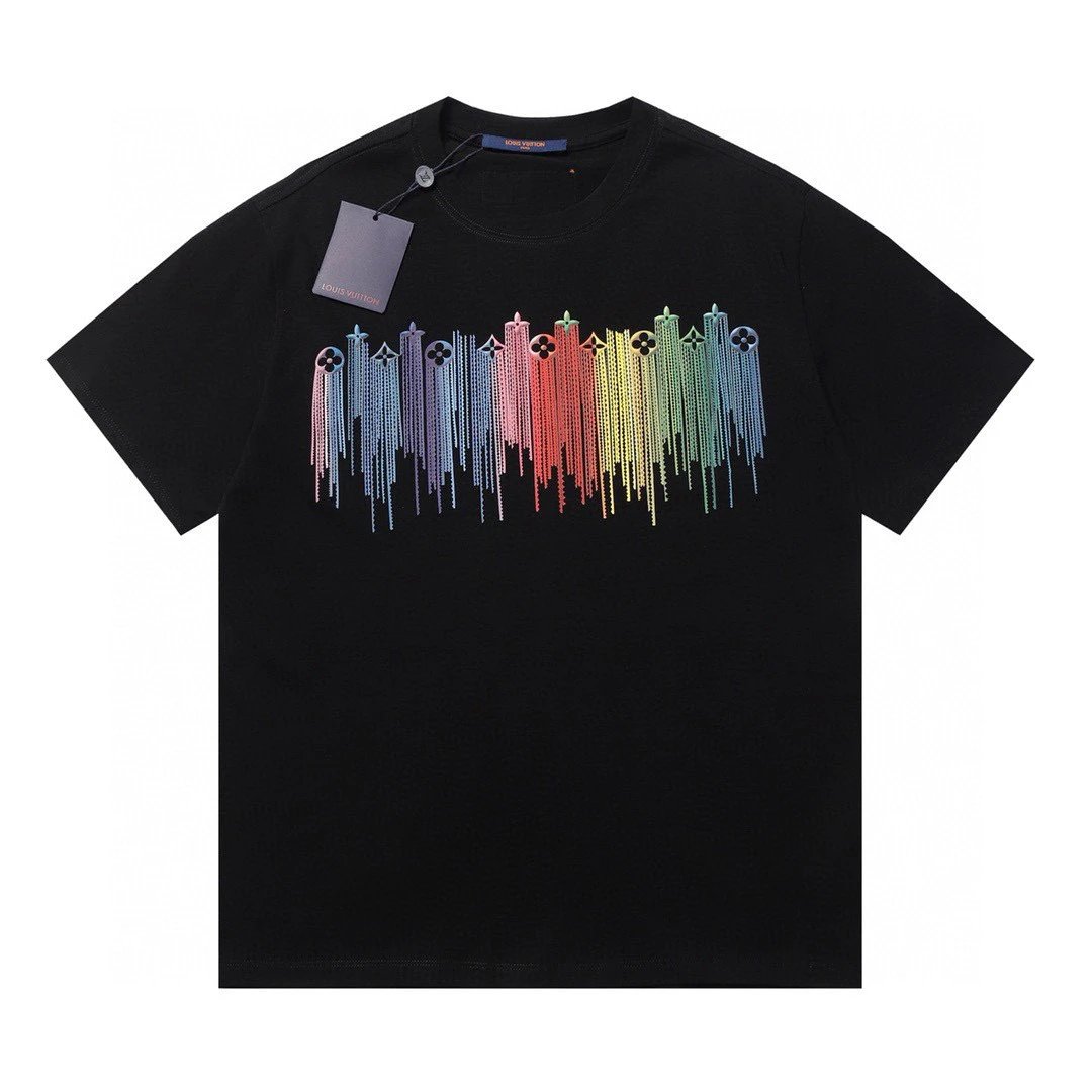Louis Vuitton Rainbow Monogram Fringe T-Shirt Black