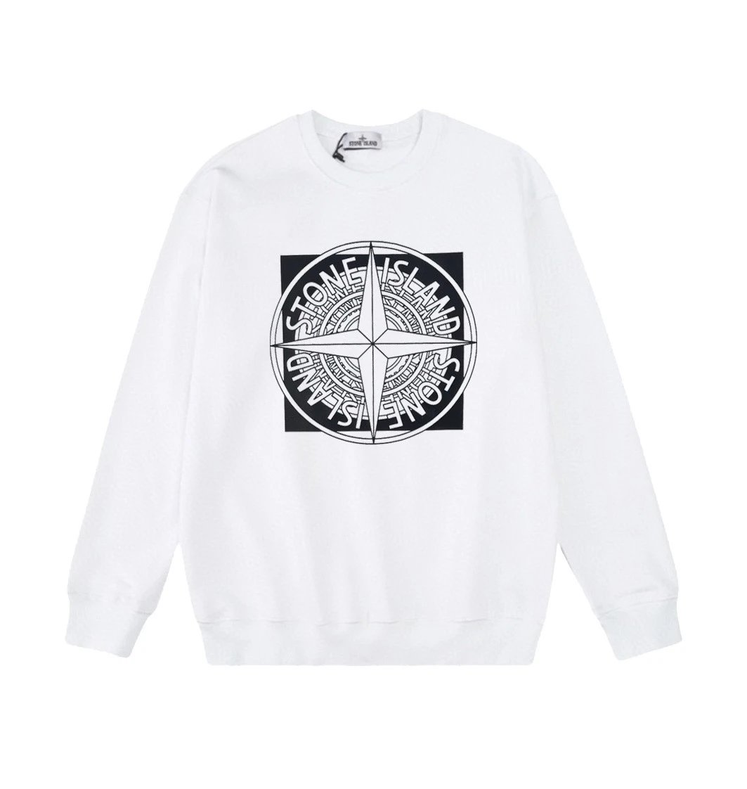 Stone Island Compass Mandala Print Crewneck White