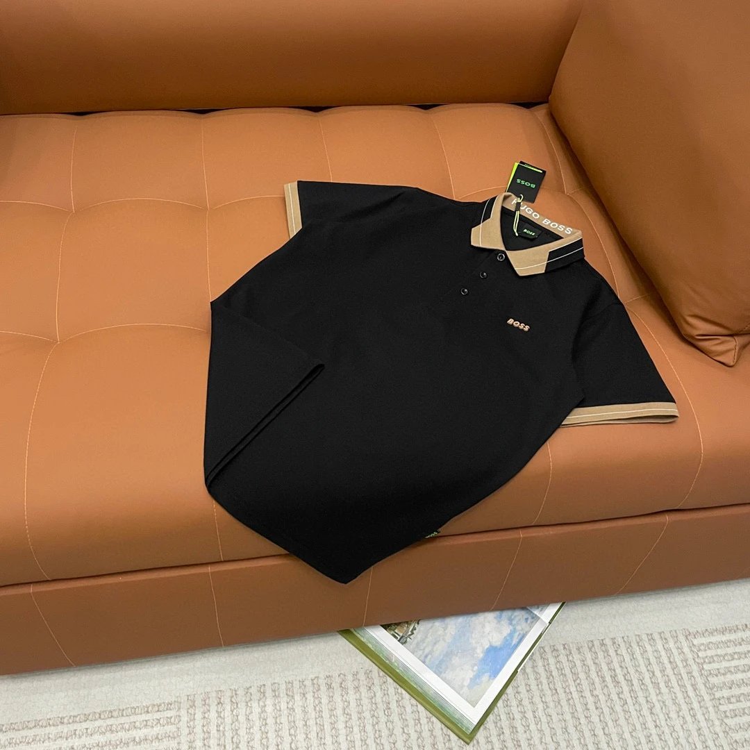 Hugo Boss Paddy Pro Polo Black Camel Collar