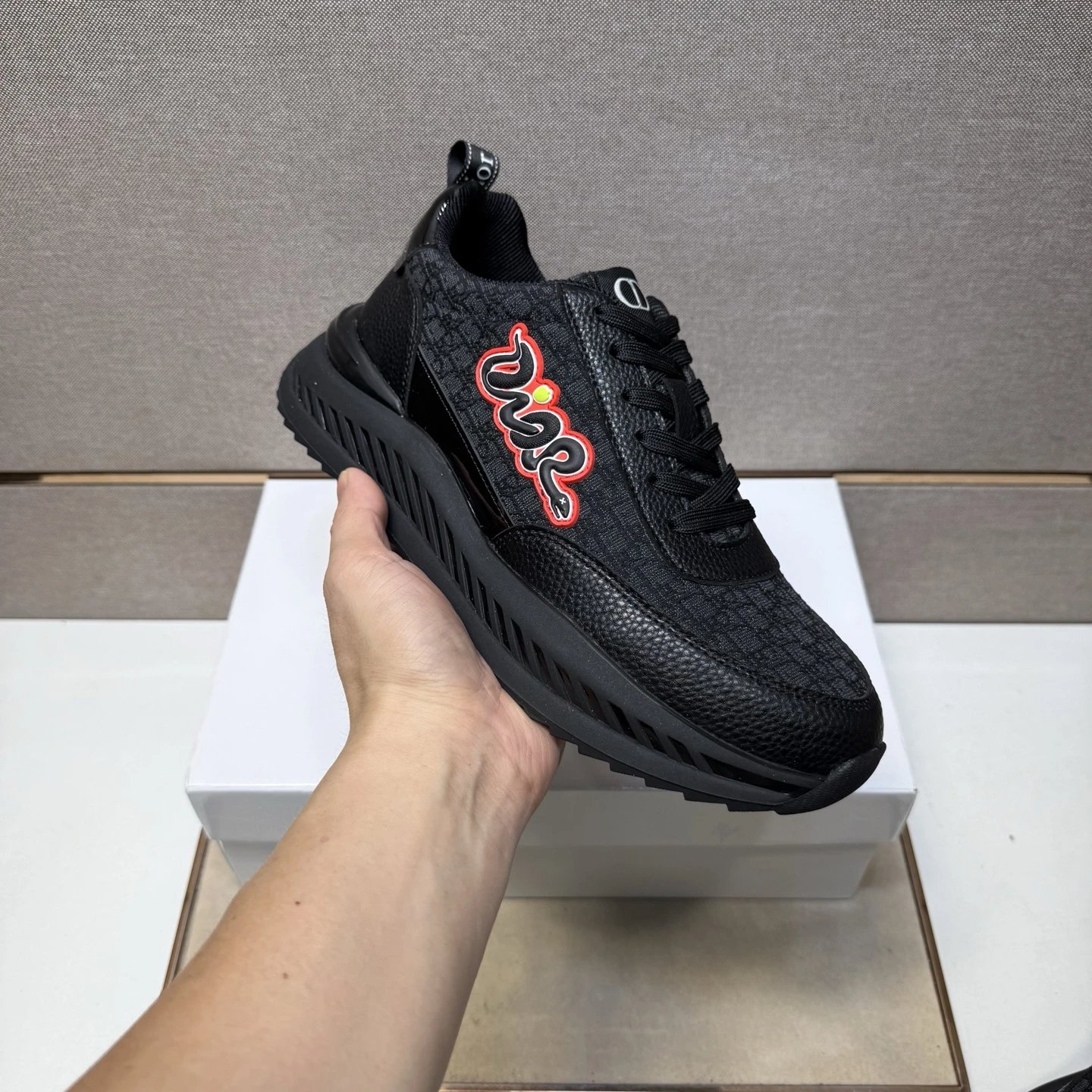 Dior B30 Snake Logo Sneaker Black Red