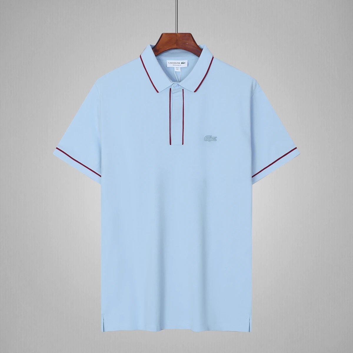 Lacoste Tipped Polo Light Blue Burgundy
