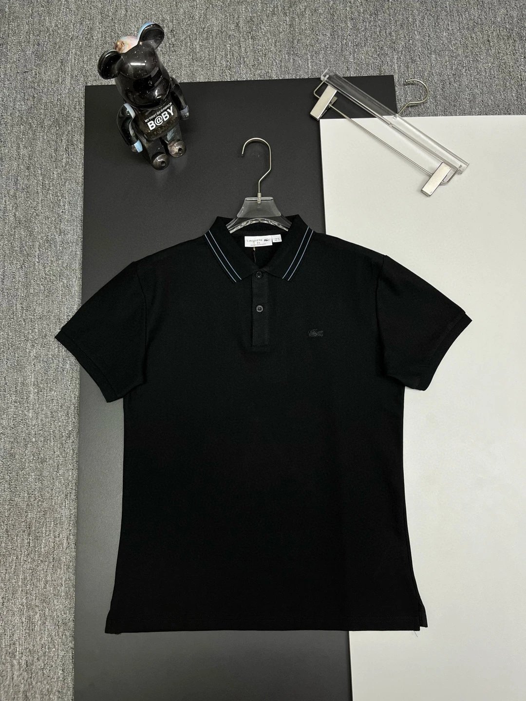 Lacoste Polo Shirt Black Tonal Tipping