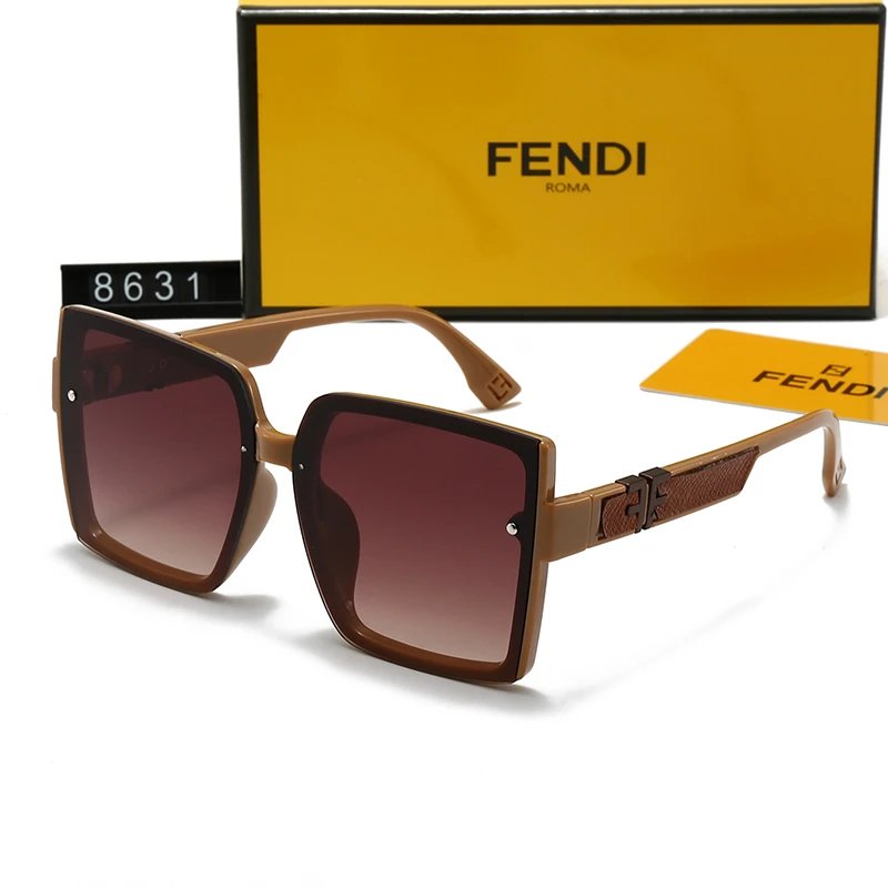 Fendi Sunglasses 8631 Oversized Square Camel Frame Brown Gradient FF Buckle Arms