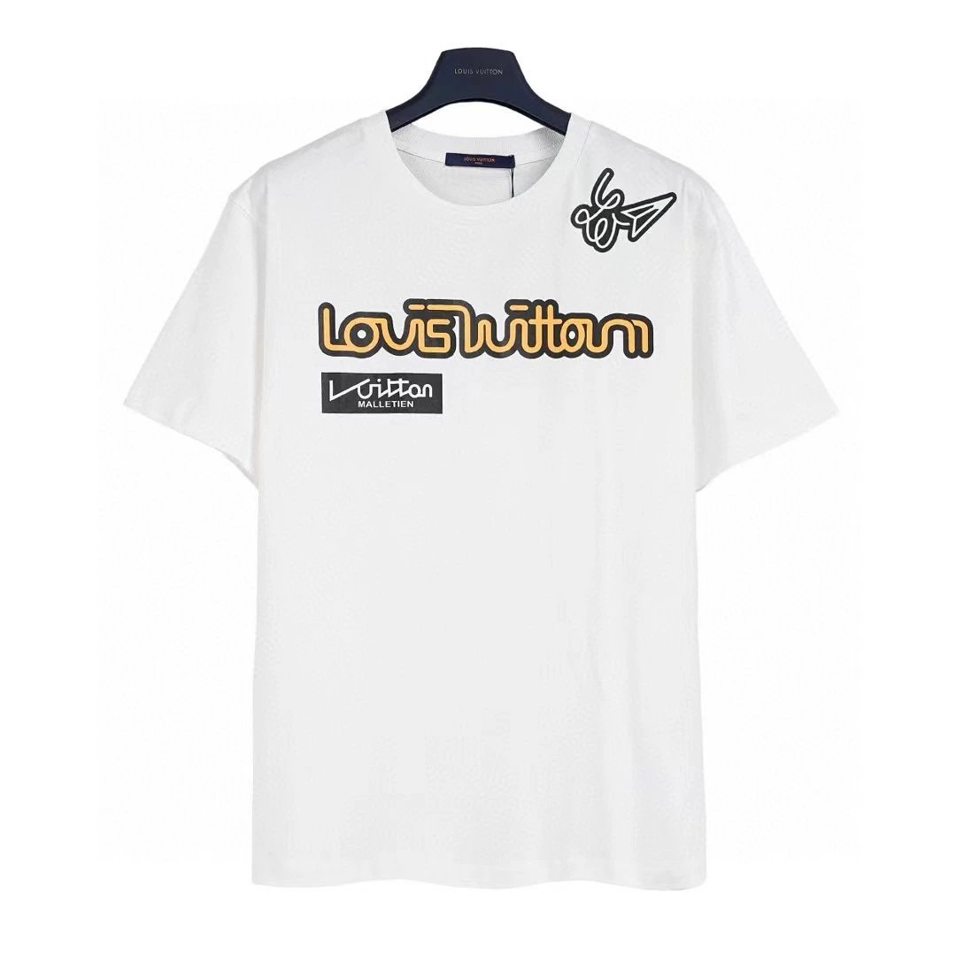 Louis Vuitton Malletier Script Logo Tee White Gold