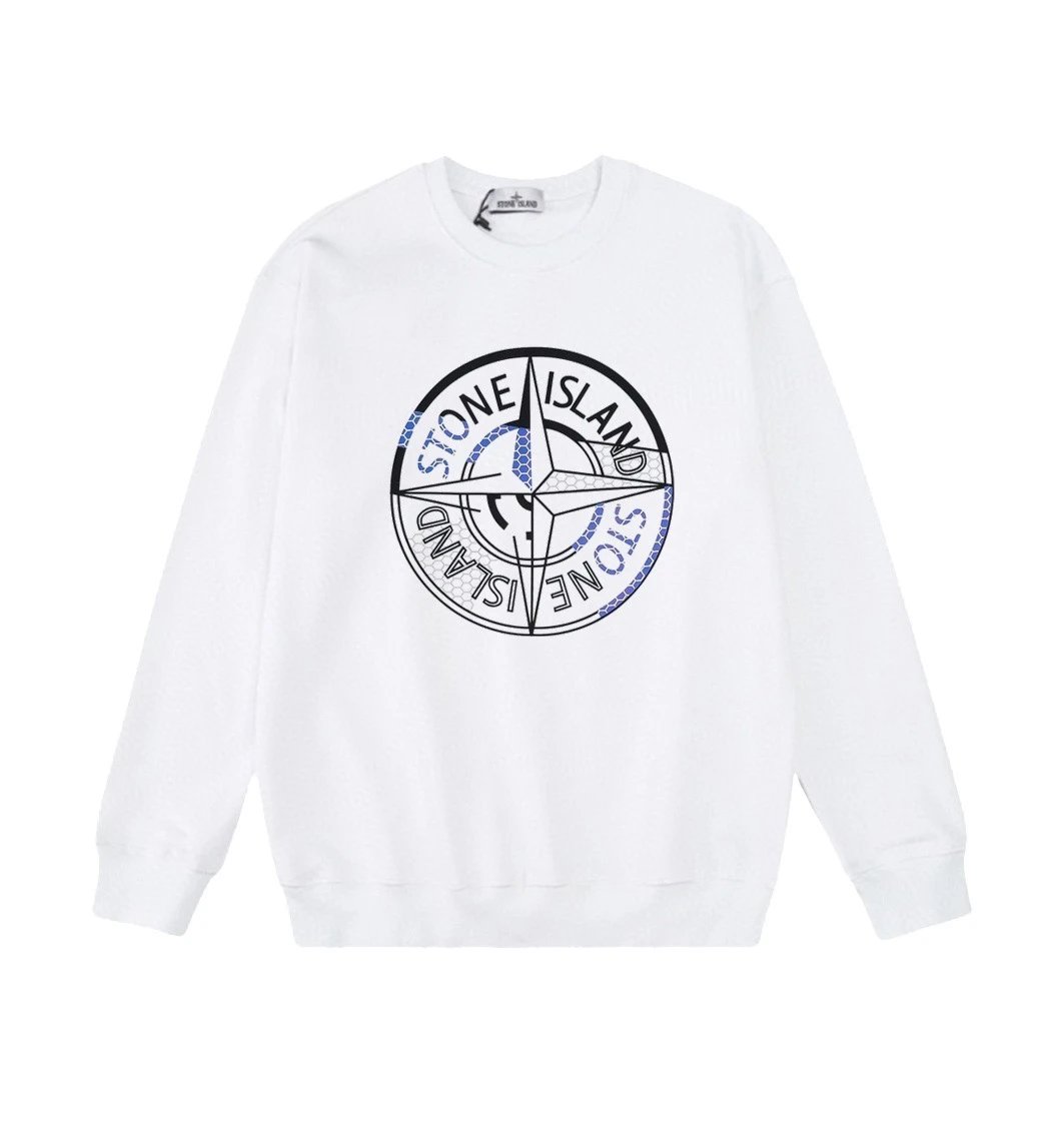 Stone Island Compass Rose Print Crewneck Sweatshirt White