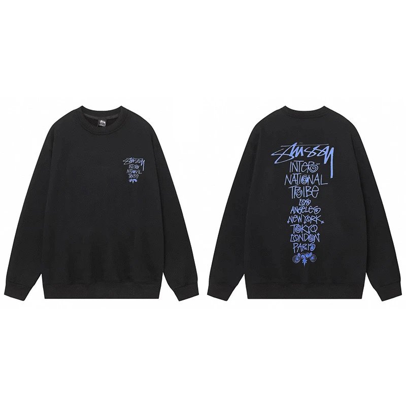 Stussy Dice Print Crewneck Sweatshirt Black Hoodie - 4