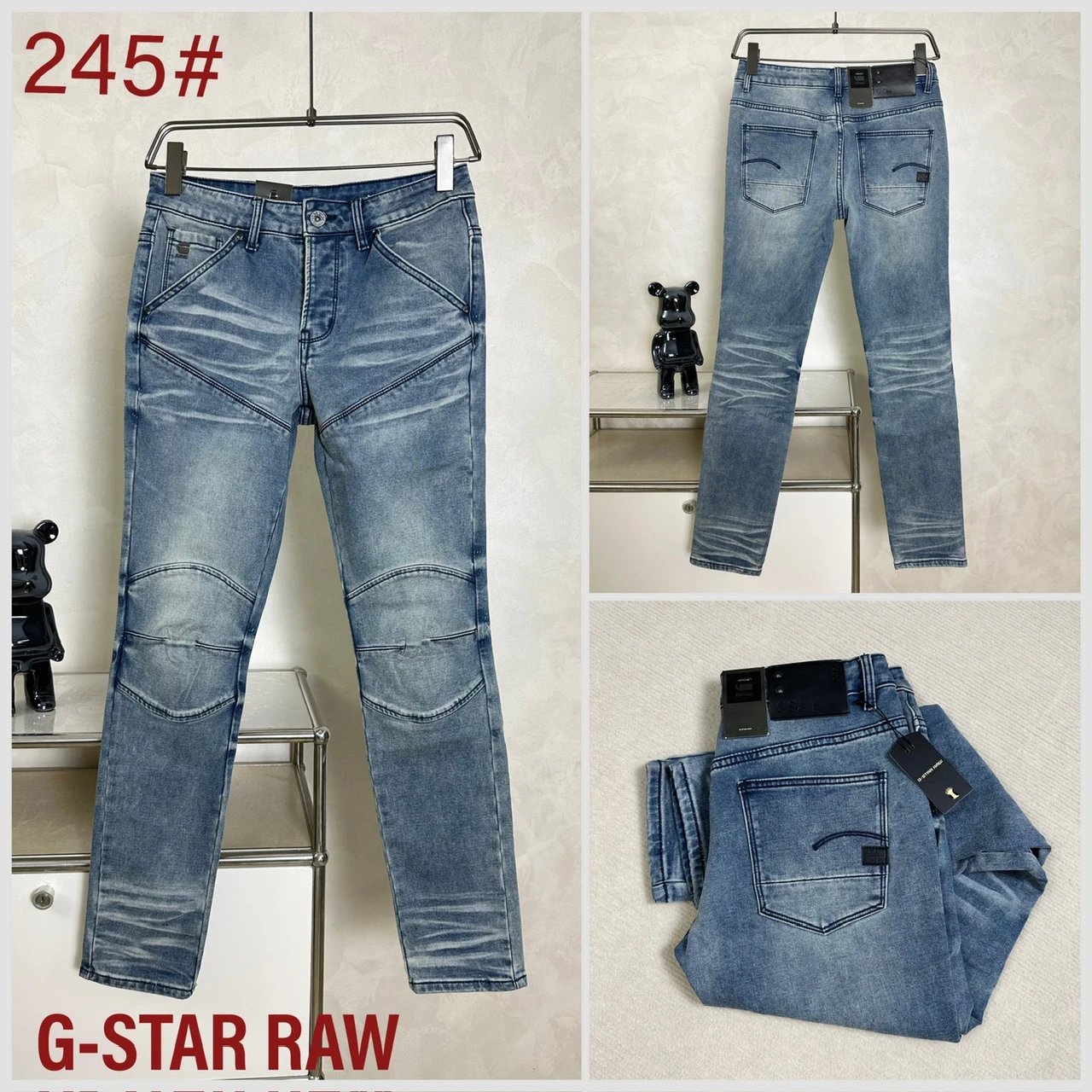 DX182] Vintage jeans splicing nostalgia personality straight