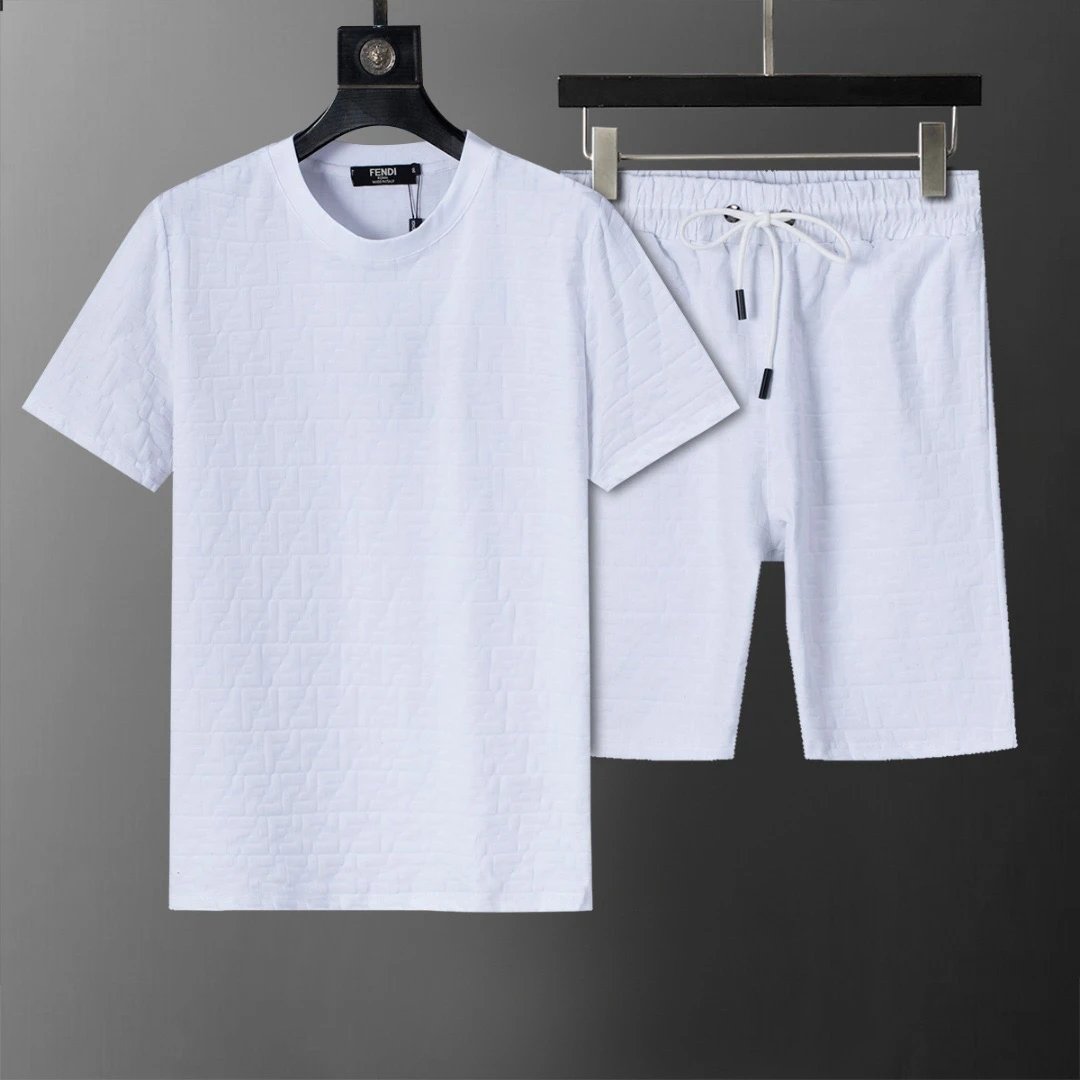 Fendi FF Jacquard Short Set White
