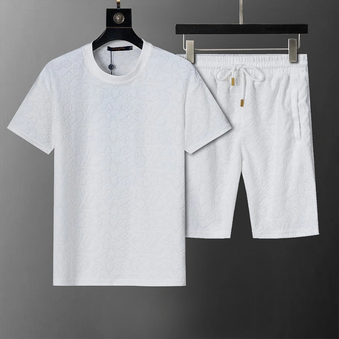 Louis Vuitton Monogram Embossed Short Set White