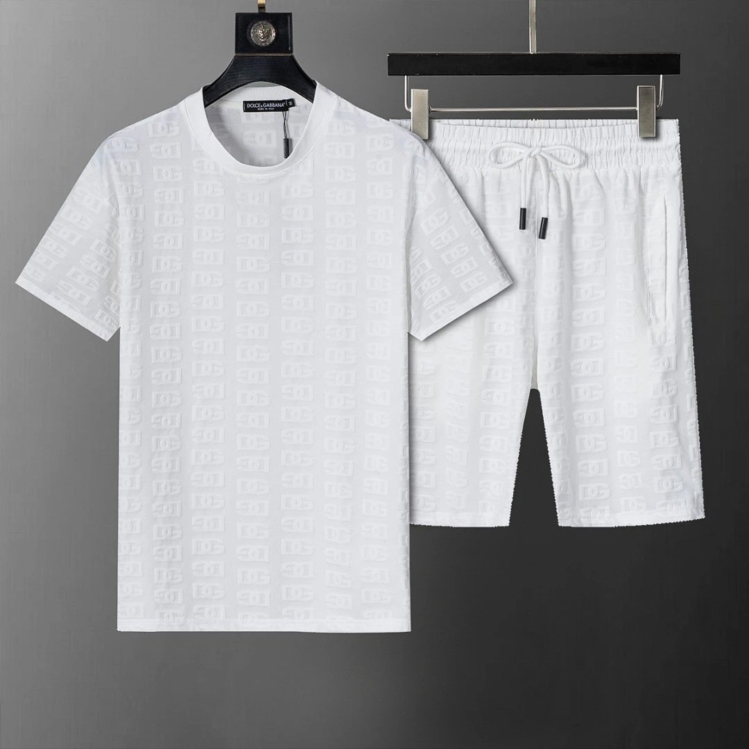 Dolce Gabbana DG Embossed Short Set White