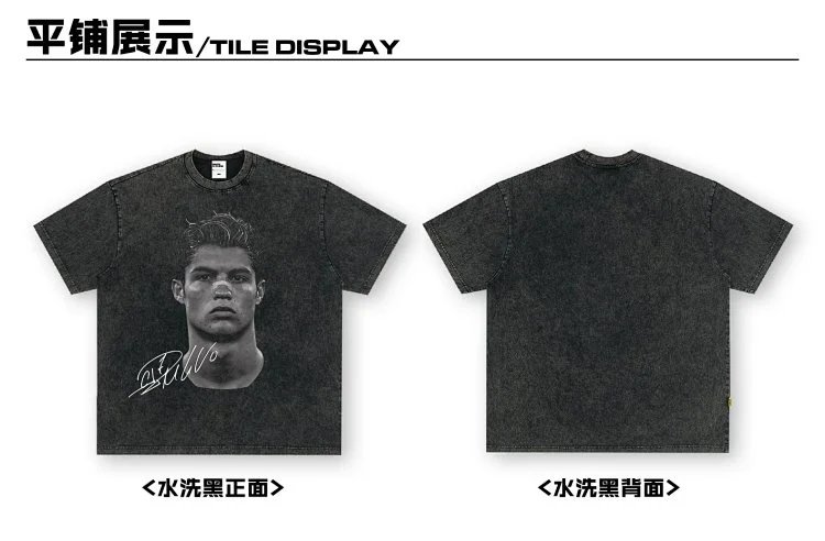 Cristiano Ronaldo x Design Vintage Wash Black Graphic Long-Sleeve T-Shirt - 12