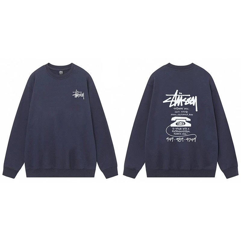 Stussy INC Phone Graphic Crewneck Navy