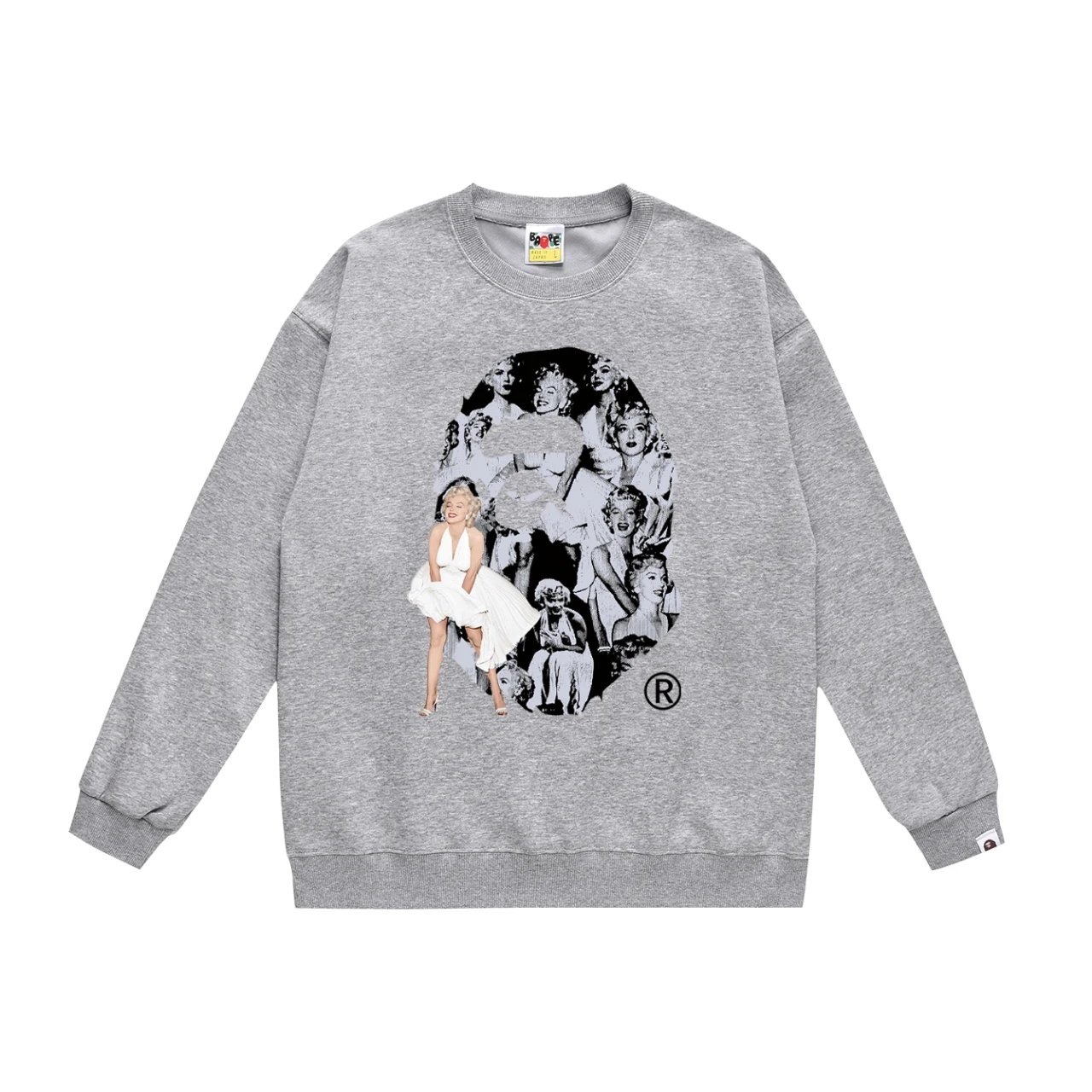 A Bathing Ape Marilyn Monroe Skull Graphic Gray Hoodie - 1