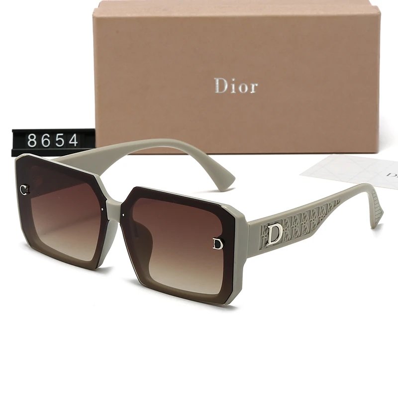 Dior 8615 Oversized Square Sunglasses Beige Blue Yellow Gradient
