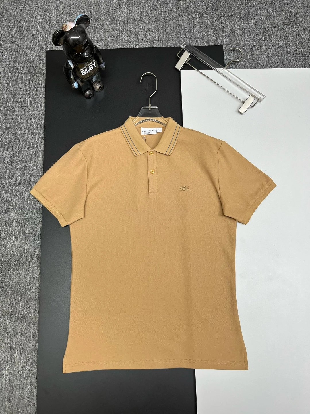 Lacoste Polo Shirt Tan Khaki Tipping
