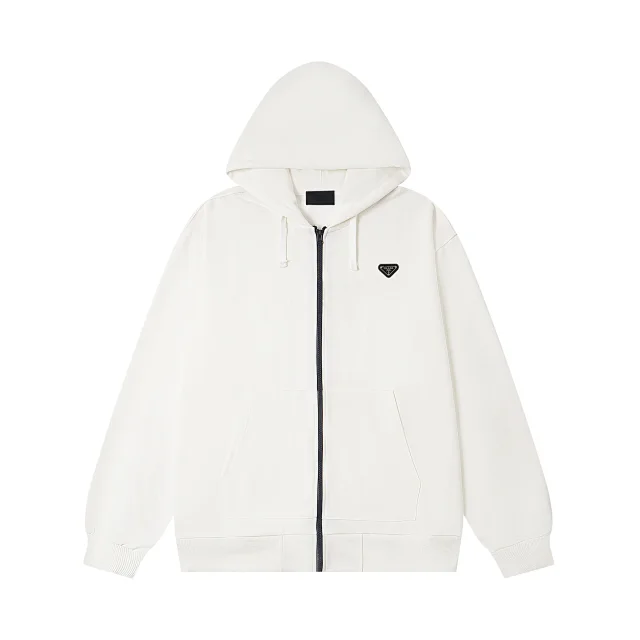 Prada Hoodies & Sweatshirts Triangle Logo Zip-Up Hoodie product detail image 6