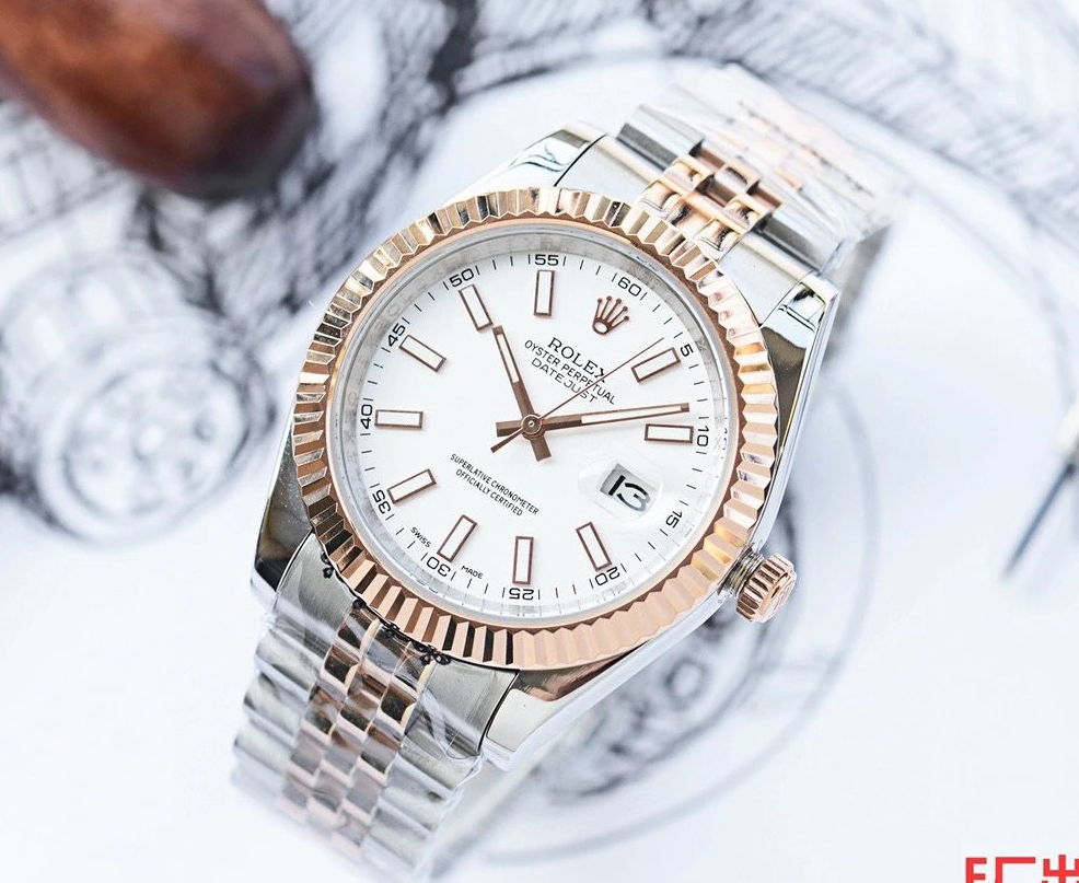 Two-Tone Rose Gold White Dial · 5-Link Steel Band