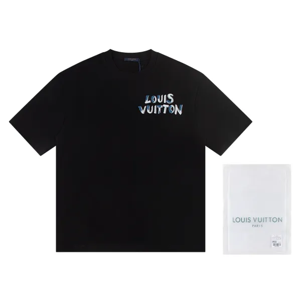 Louis Vuitton Embroidered Logo T-Shirt Black - 1