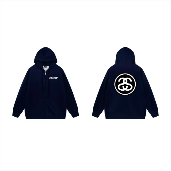 Stussy Crown S Logo Zip-Up Hoodie Gray - 9