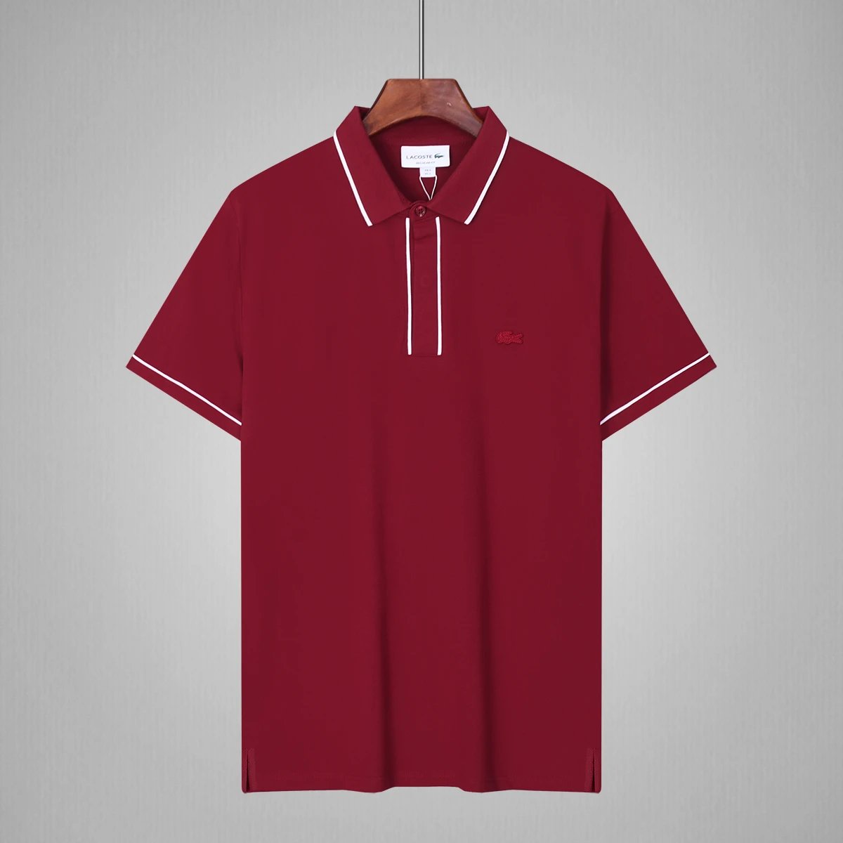 Lacoste Tipped Polo Burgundy White