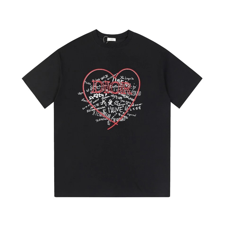Christian Dior J'Adior Love Heart Multilingual Tee Black