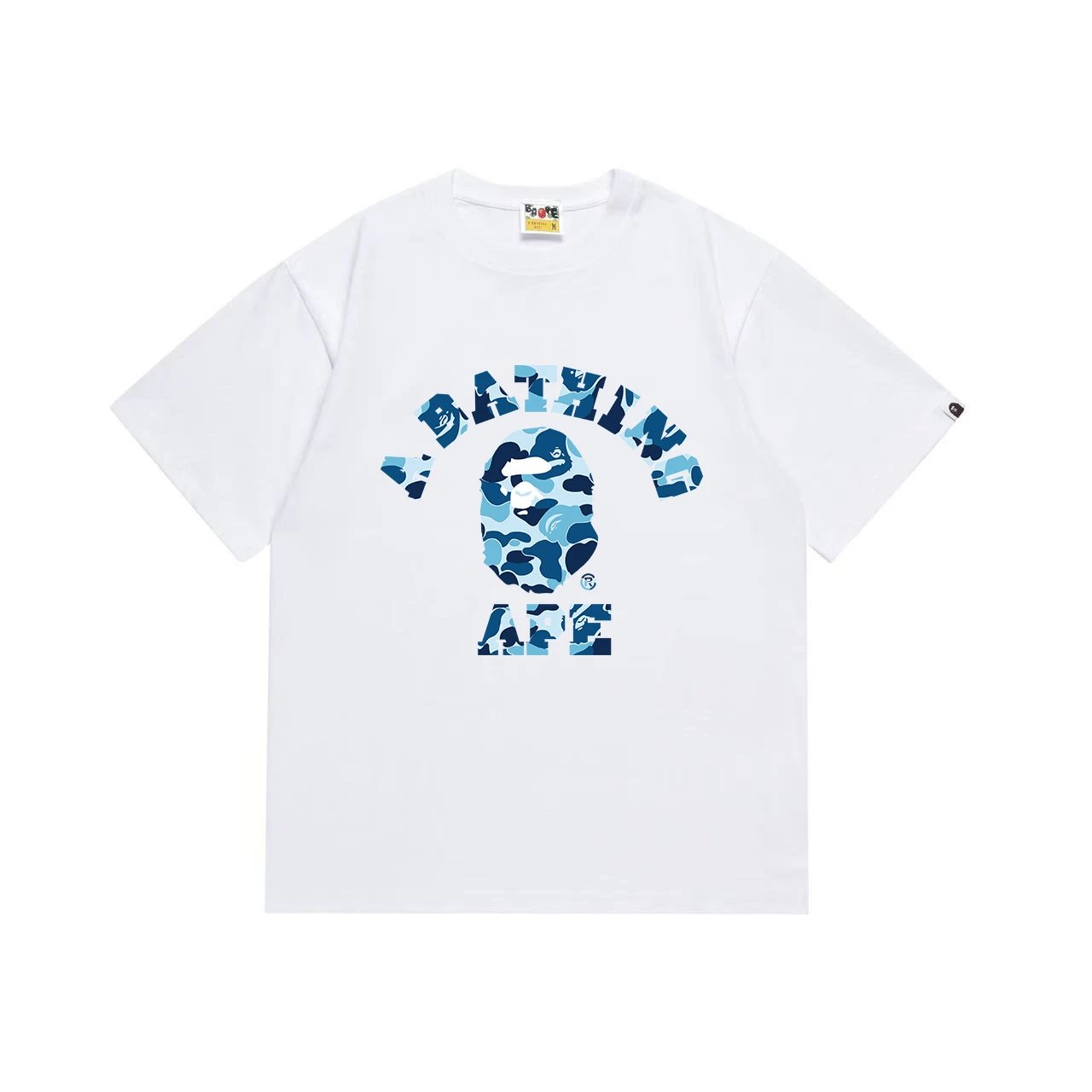 BAPE Blue Camo College Tee White