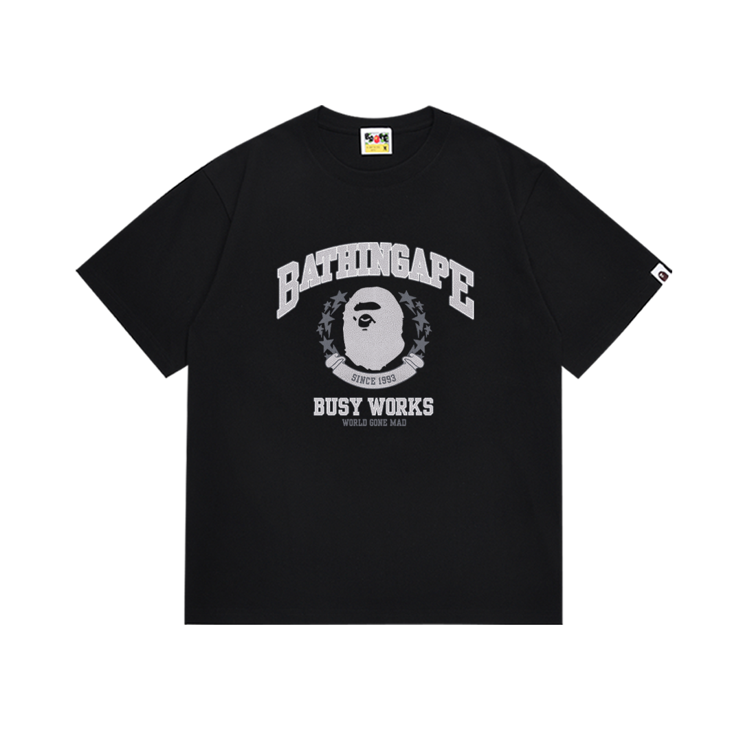 BAPE Bathing Ape Busy Works Varsity Tee Black Grey