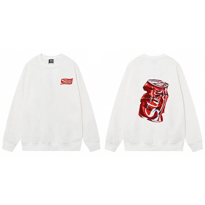 Stussy Crushed Can Crewneck White